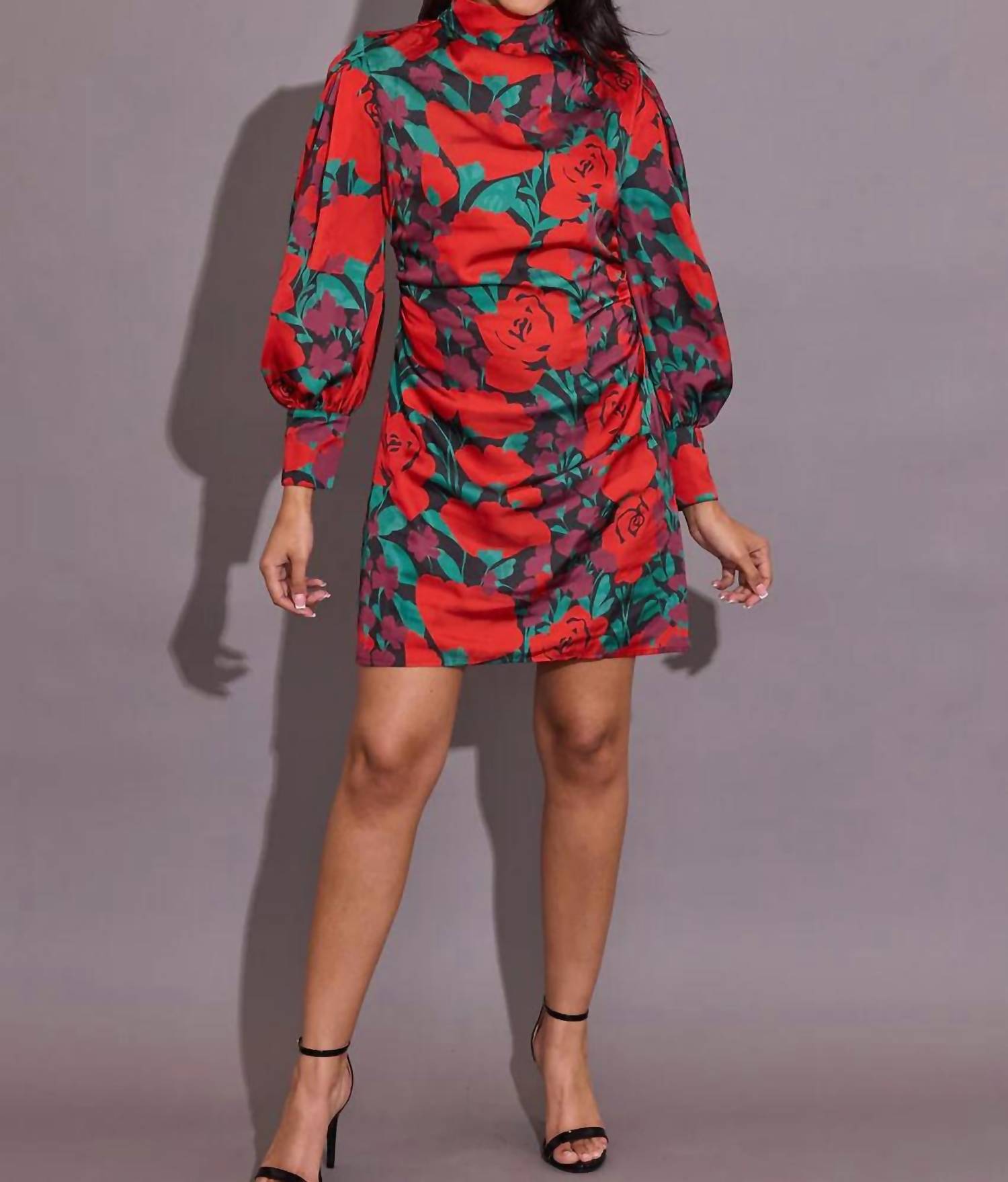 Alden Adair Gloria Ruched Long Sleeve Dress in legacy floral - women's dress