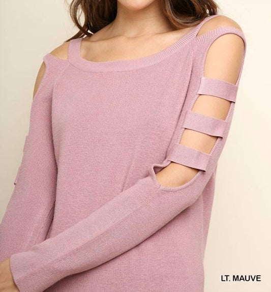 Cold Shoulder Cutout Sleeve Tunic Sweater