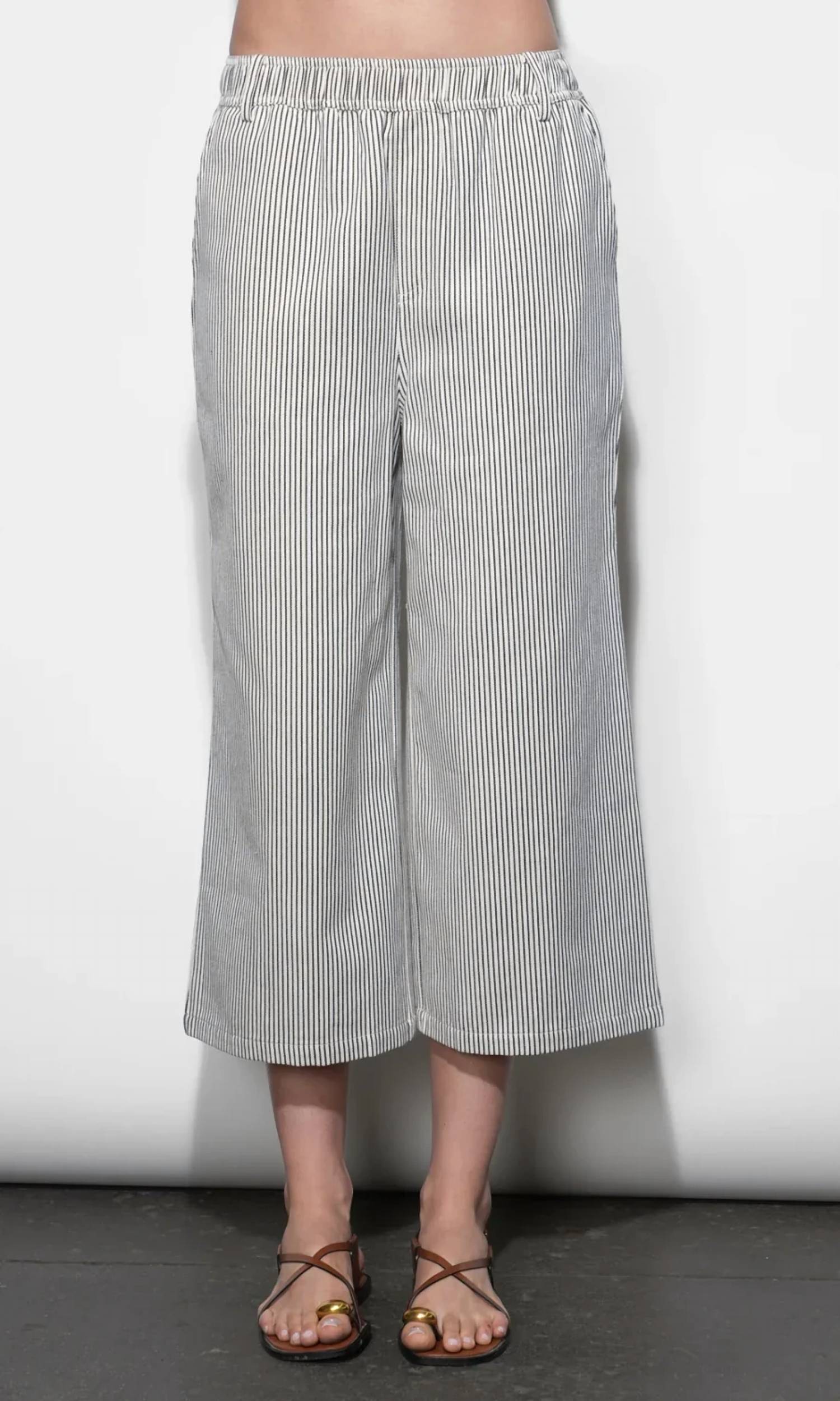 Greylin - Alice Canvas Stripe Wide Leg Culottes Pants