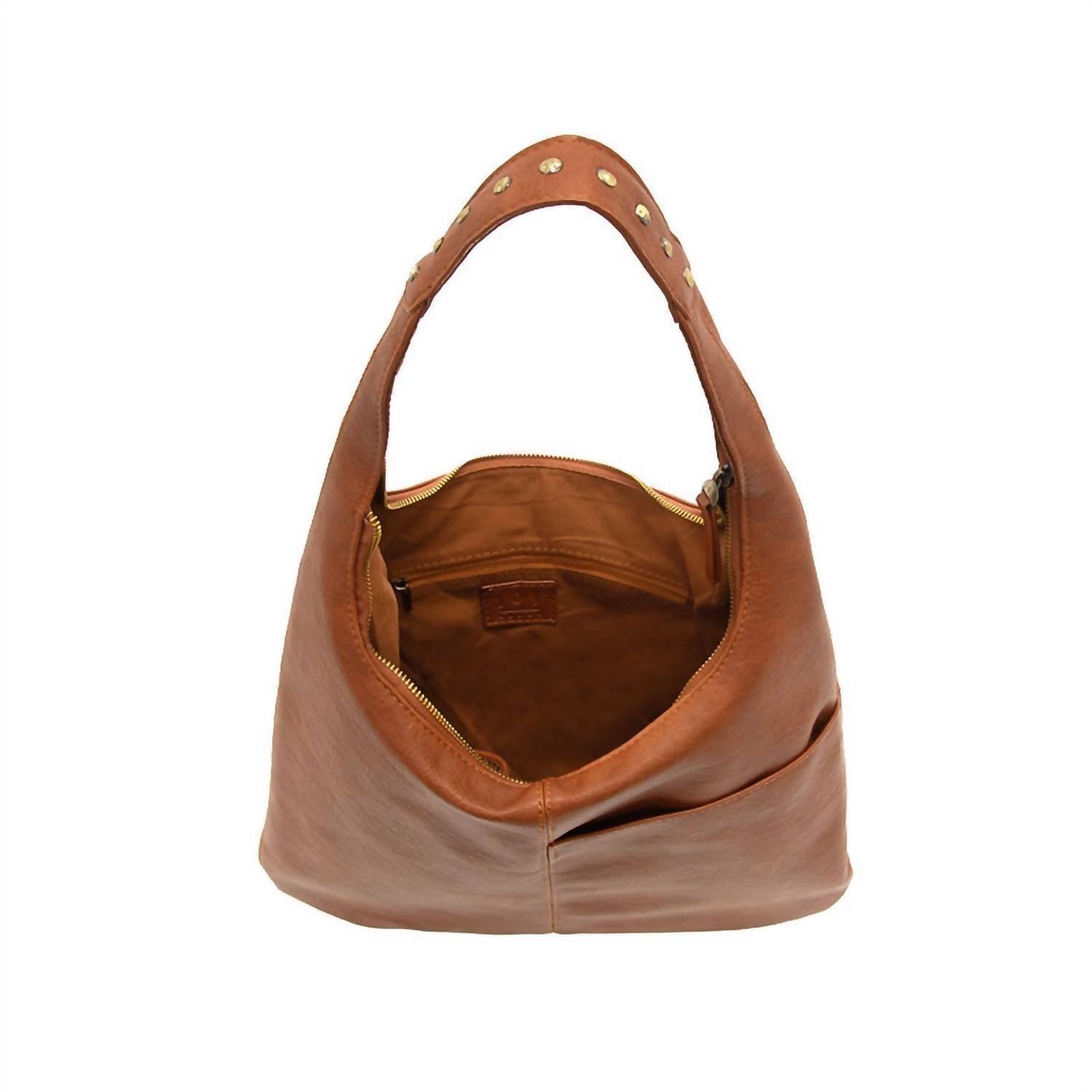 Joy Susan Women's Harley Studded Hobo in saddle - women's bag - alternate view