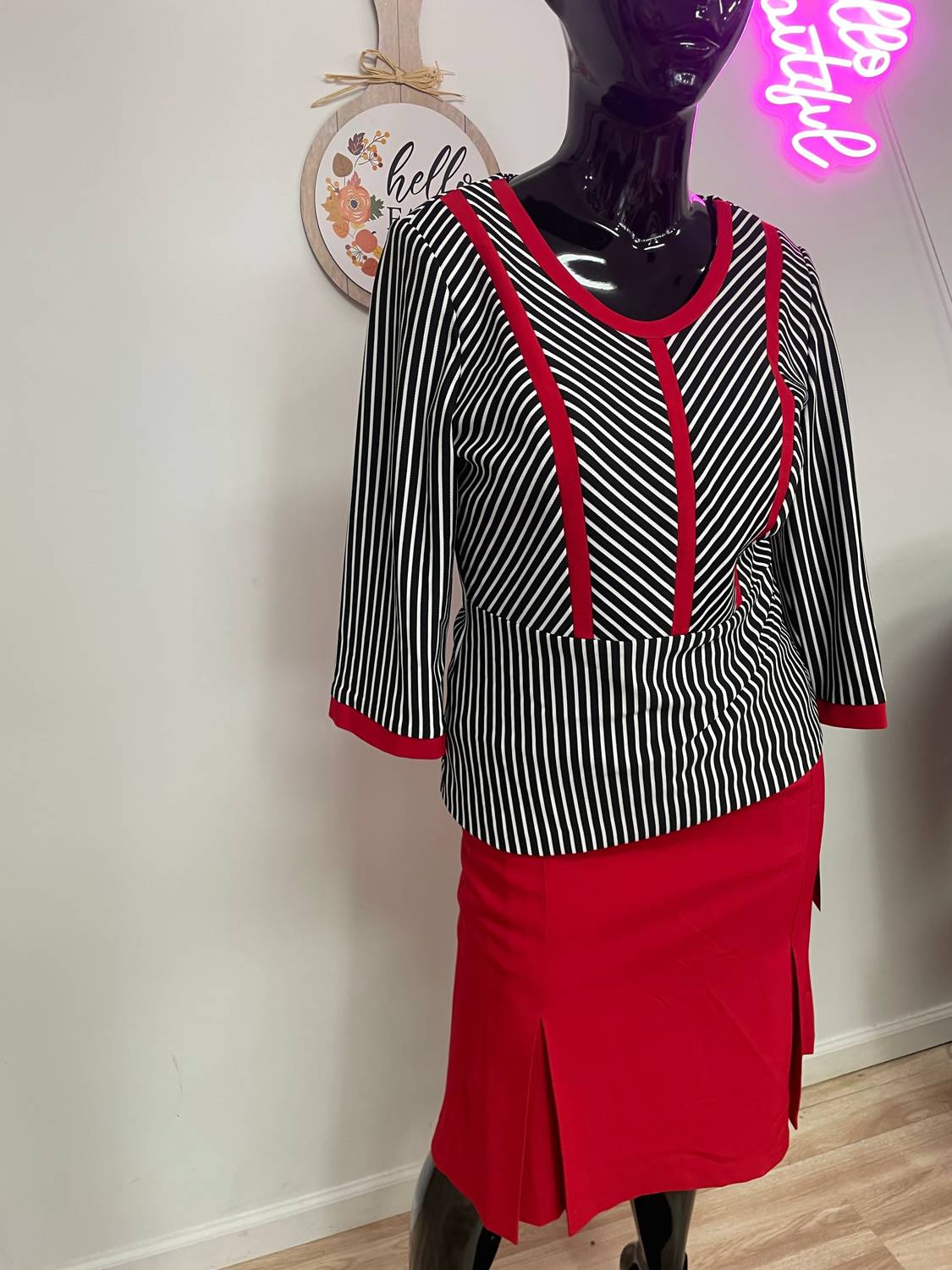 Tally Taylor - Women's 2 Piece Stripe Skirt Suit