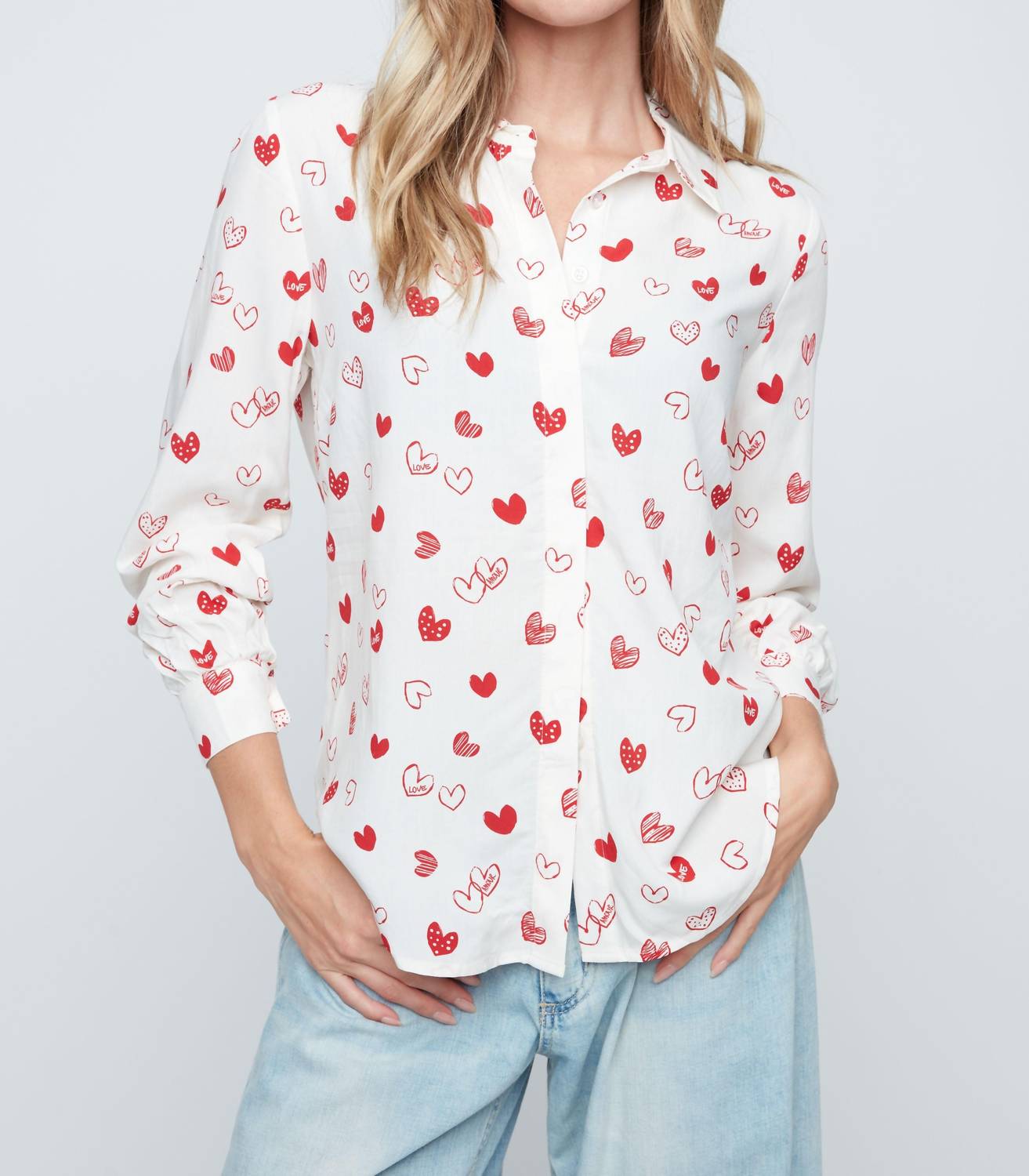 Renuar Love Is In The Air Blouse in the air blouse in scarlet combo - women's blouse