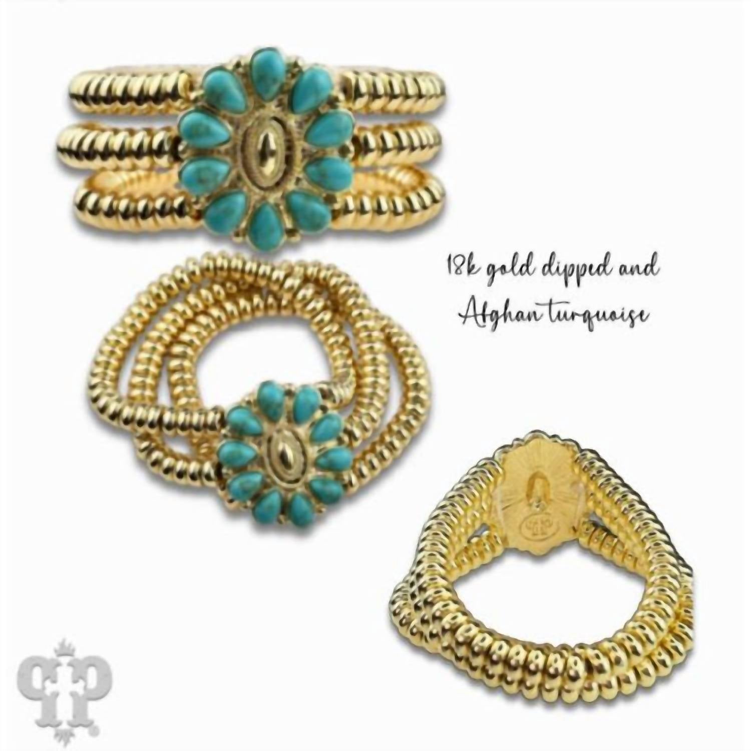 Pink Panache - Women's Turquoise Concho Stretch Bracelet