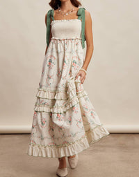 Listicle - Floral Smocked Tiered Maxi Dress