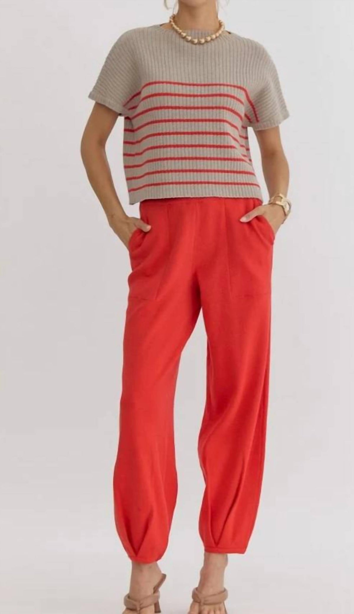 Entro - High Waisted Knit Joggers