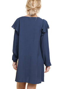 Umgee - Floral Embroidered Puff Sleeve Dress