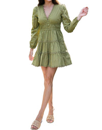Sail To Sable - V-Neck Ric Rac Mini Dress