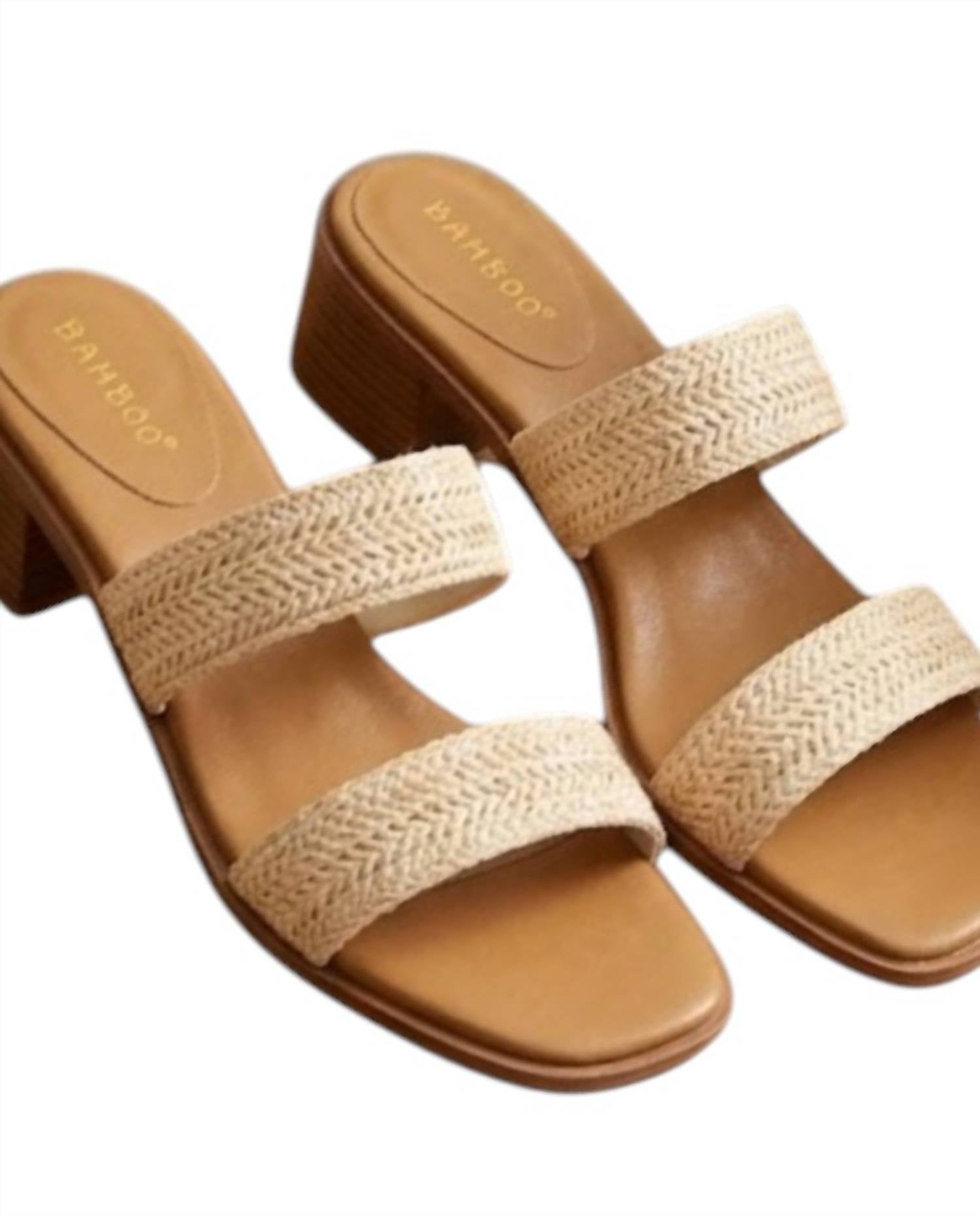 Bamboo Women's Mini Heel Sandal in brown - women's sandal - detail view