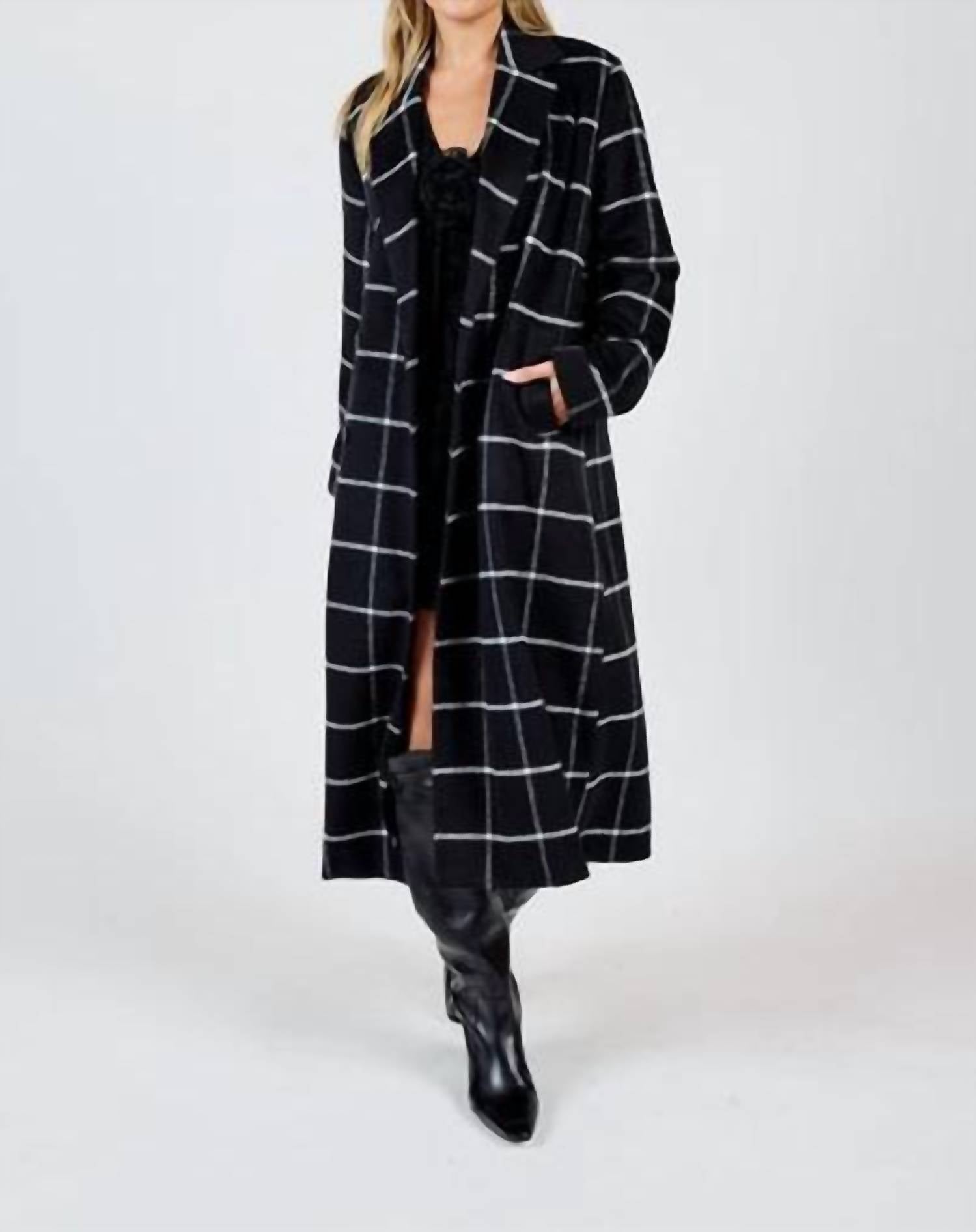 Sadie & Sage Double Breasted Long Coat in dark grey - women's jacket
