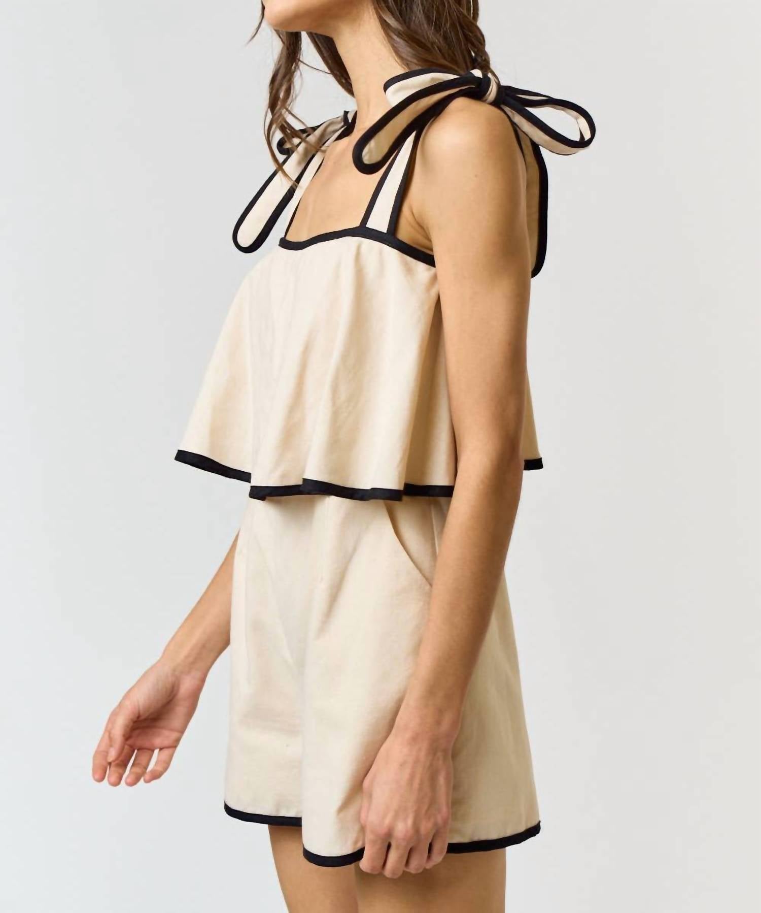 Lalavon - Contrast Trim Romper