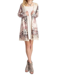 Vocal Apparel - LEOPARD CARDIGAN WITH LACE DETAIL