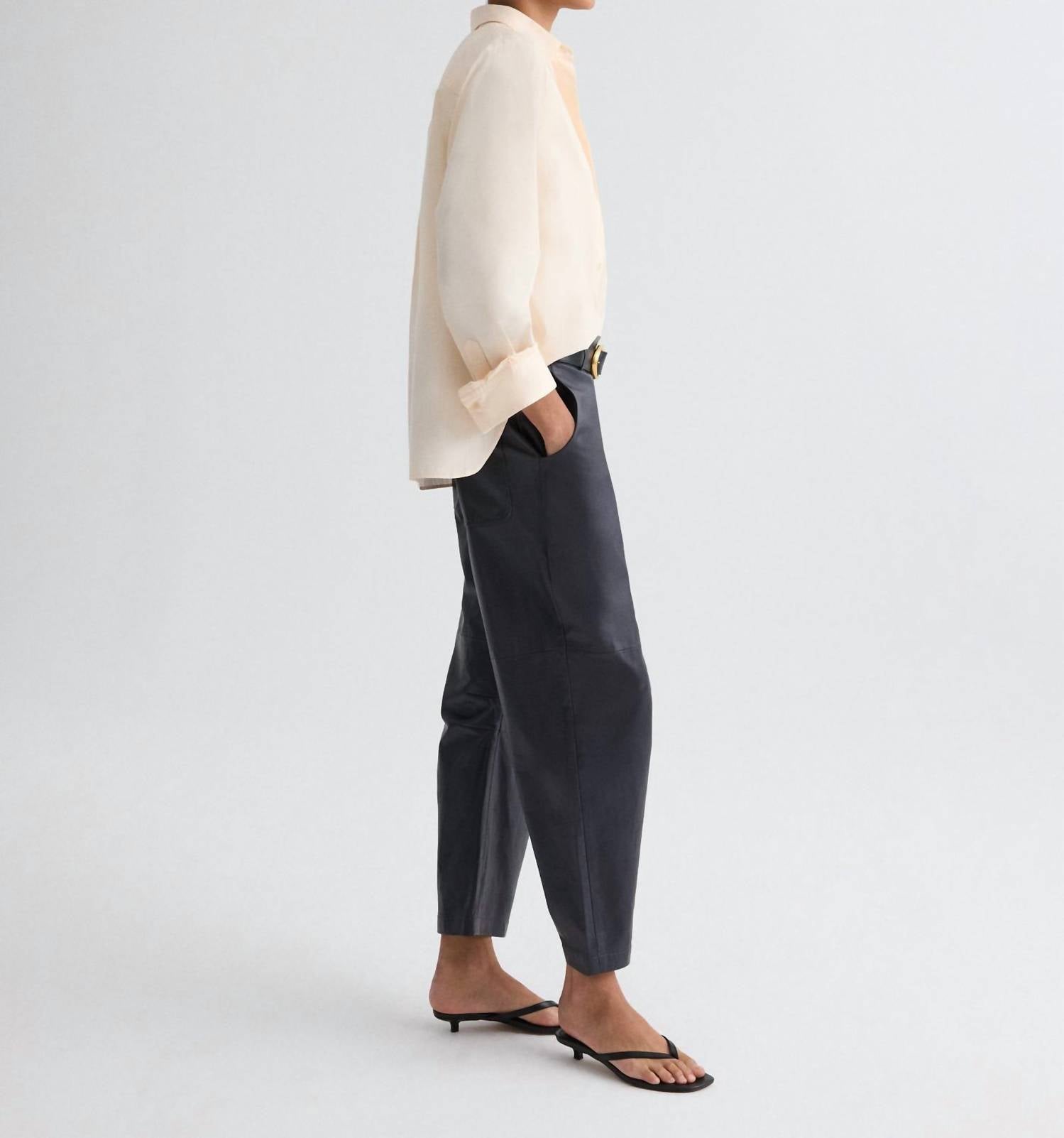 TWP Jett Leather Pant in midnight - women's pants - alternate view