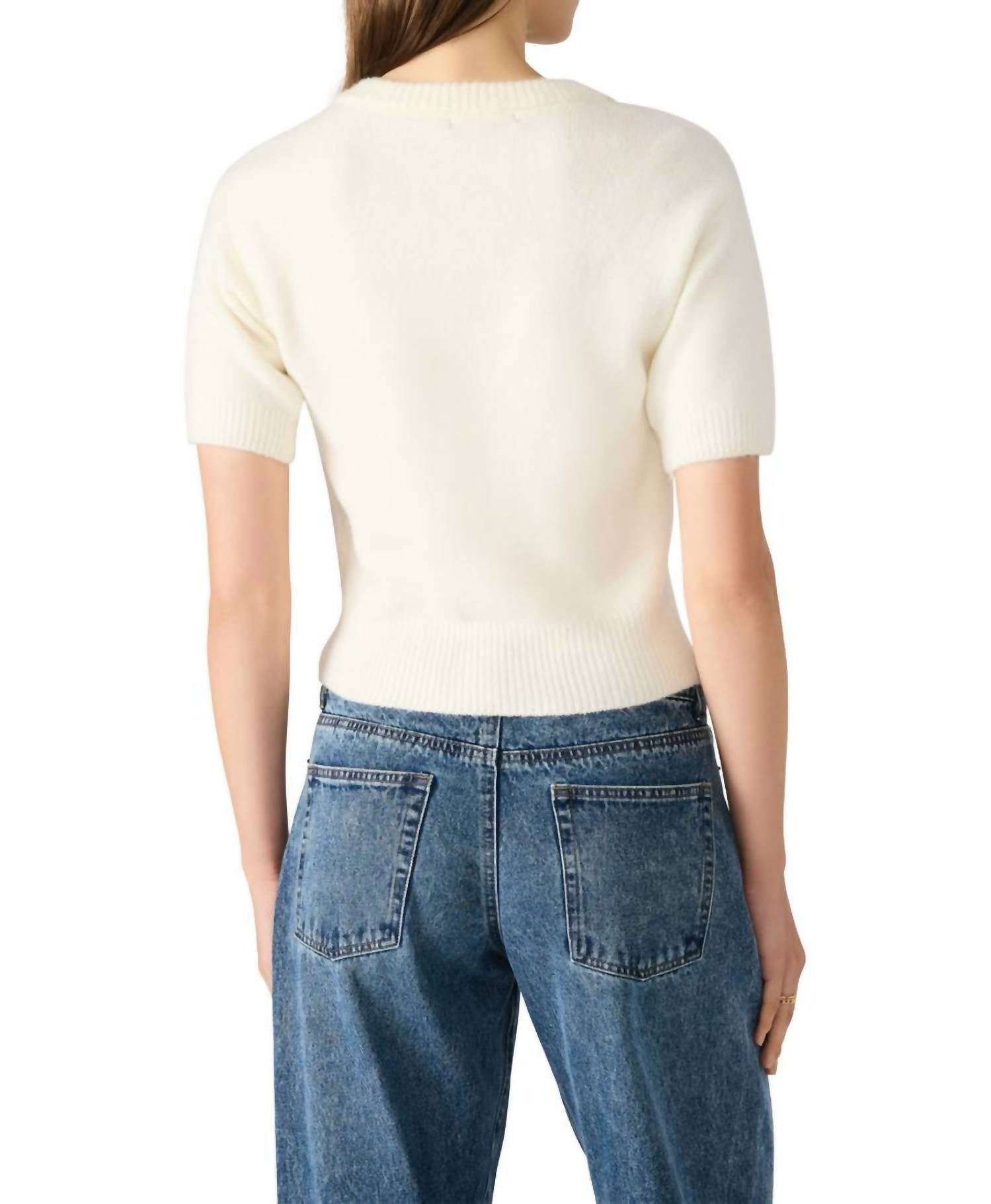 STEVE MADDEN Sereia Front-tie Cardigan in cream - women's cardigan - detail view