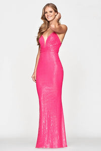 Faviana - Jelly Sequined Lace Up Back Maxi Dress