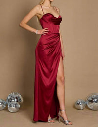 Ladivine - Corset Cowl Long Prom Dress