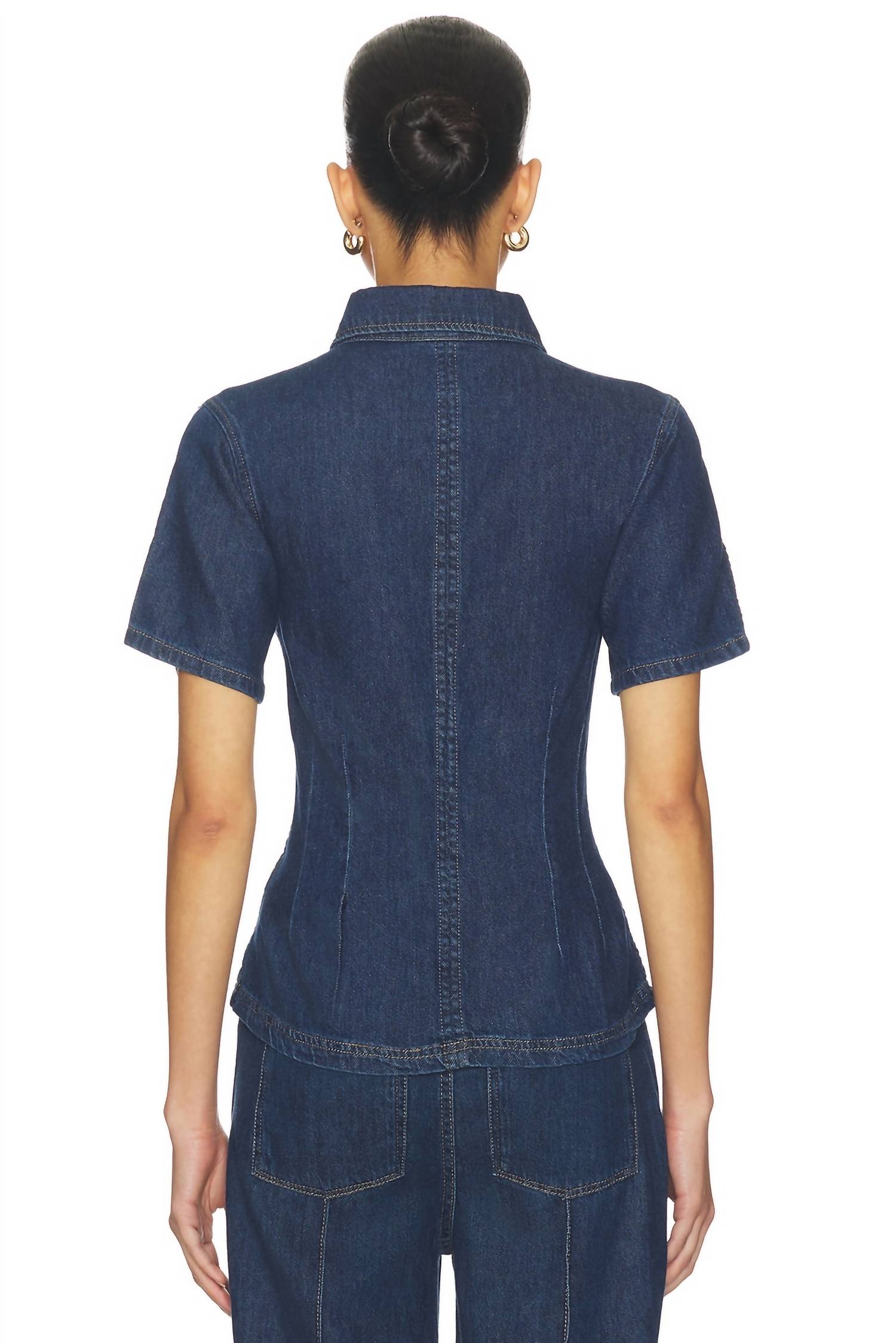 DL1961 - Women's Joice Short Sleeve Shirt in inkwell - women's shirt - alternate view