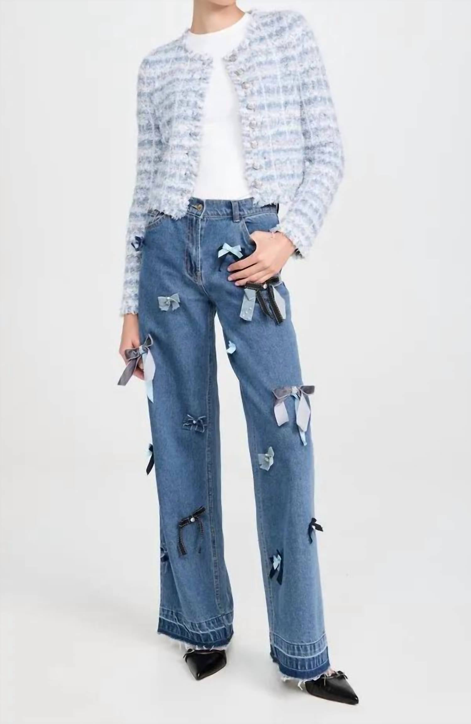 LoveShackFancy Dessa Pants in obsidian blue - women's pants - view 4