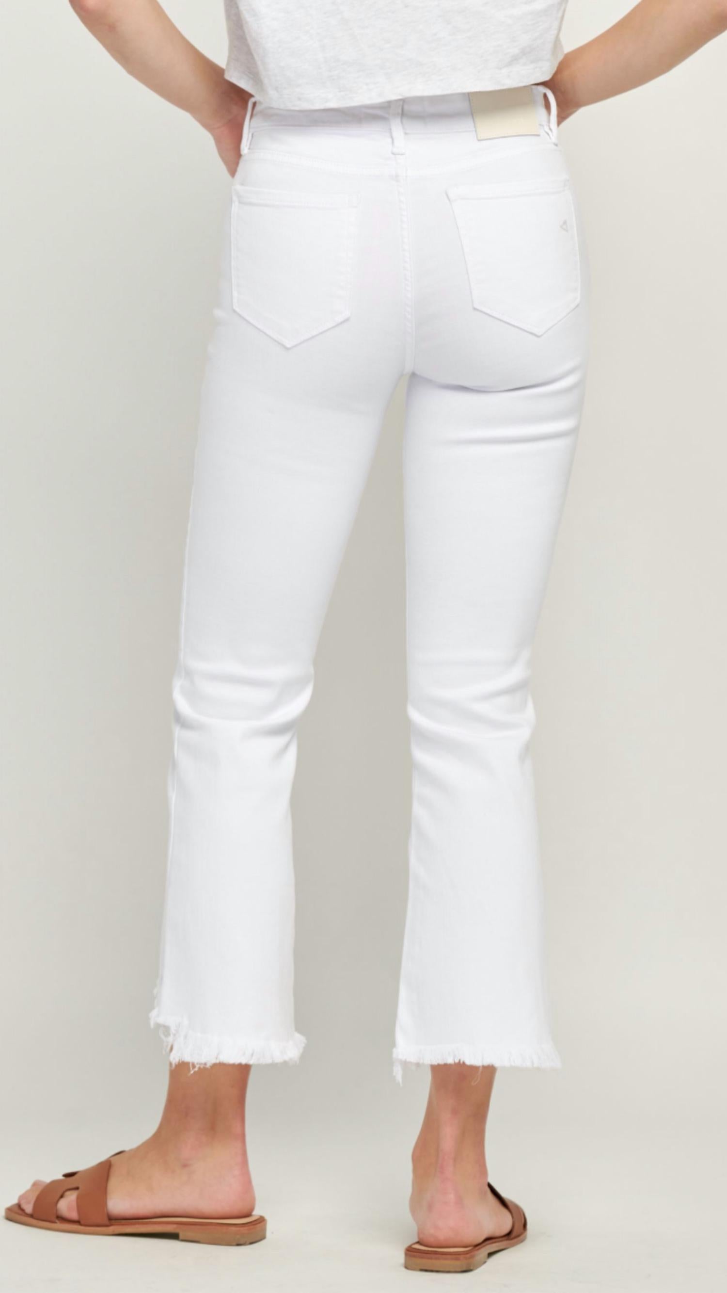 Hidden - Frayed Hem Crop Flare Jeans