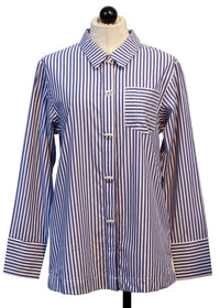 Leo Ugo - Women's Bow Buttons Striped Blouse