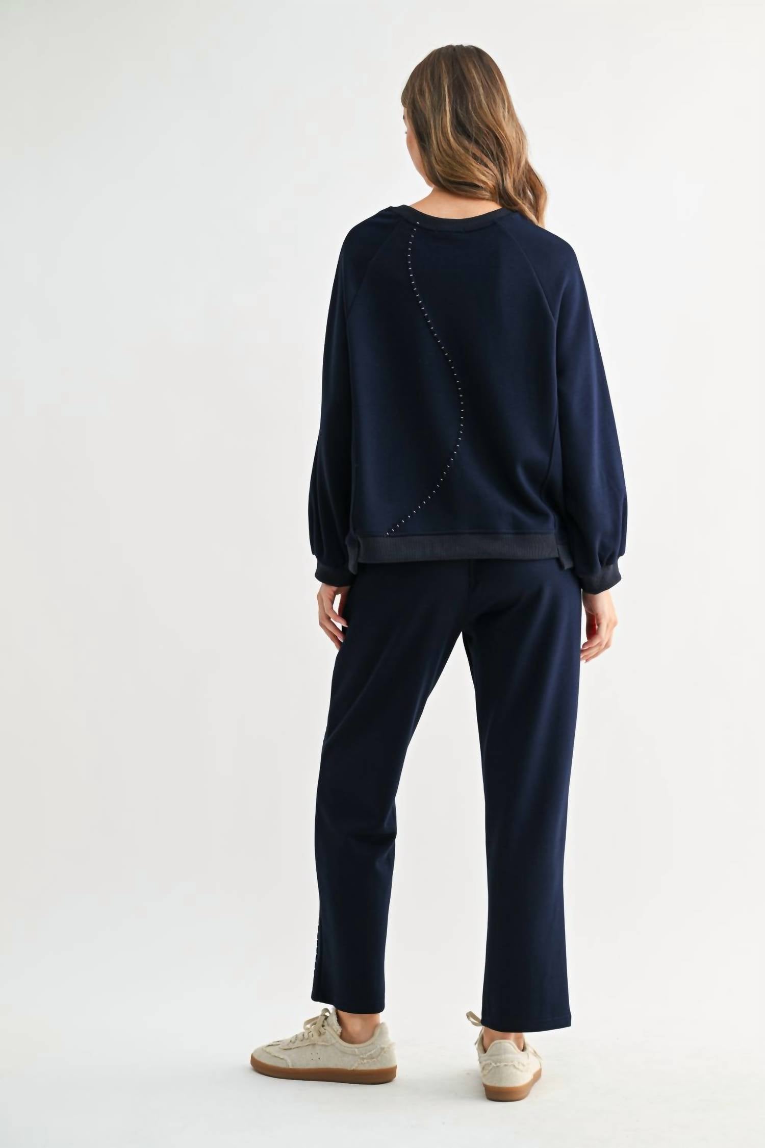 Joh Kaely Long Sleeve Pant Set in navy - women's sleepwear - alternate view
