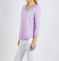 Elliott Lauren - Silvie Rib Three-quarter Sleeve V-neck Tee