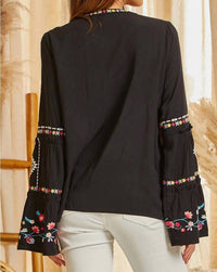 Andree By Unit - Embroidered Bell Sleeve Blouse