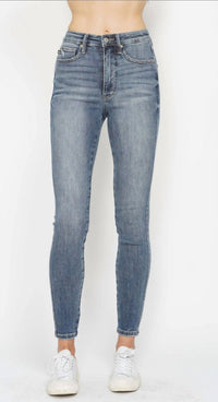 Judy Blue Tummy Control Contrast Wash Skinny Jeans in medium wash - women's jeans