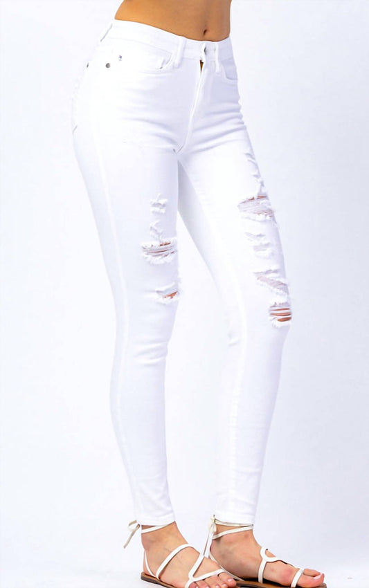 Judy Blue - Chrissy Destroyed Mid-rise Skinny Jeans