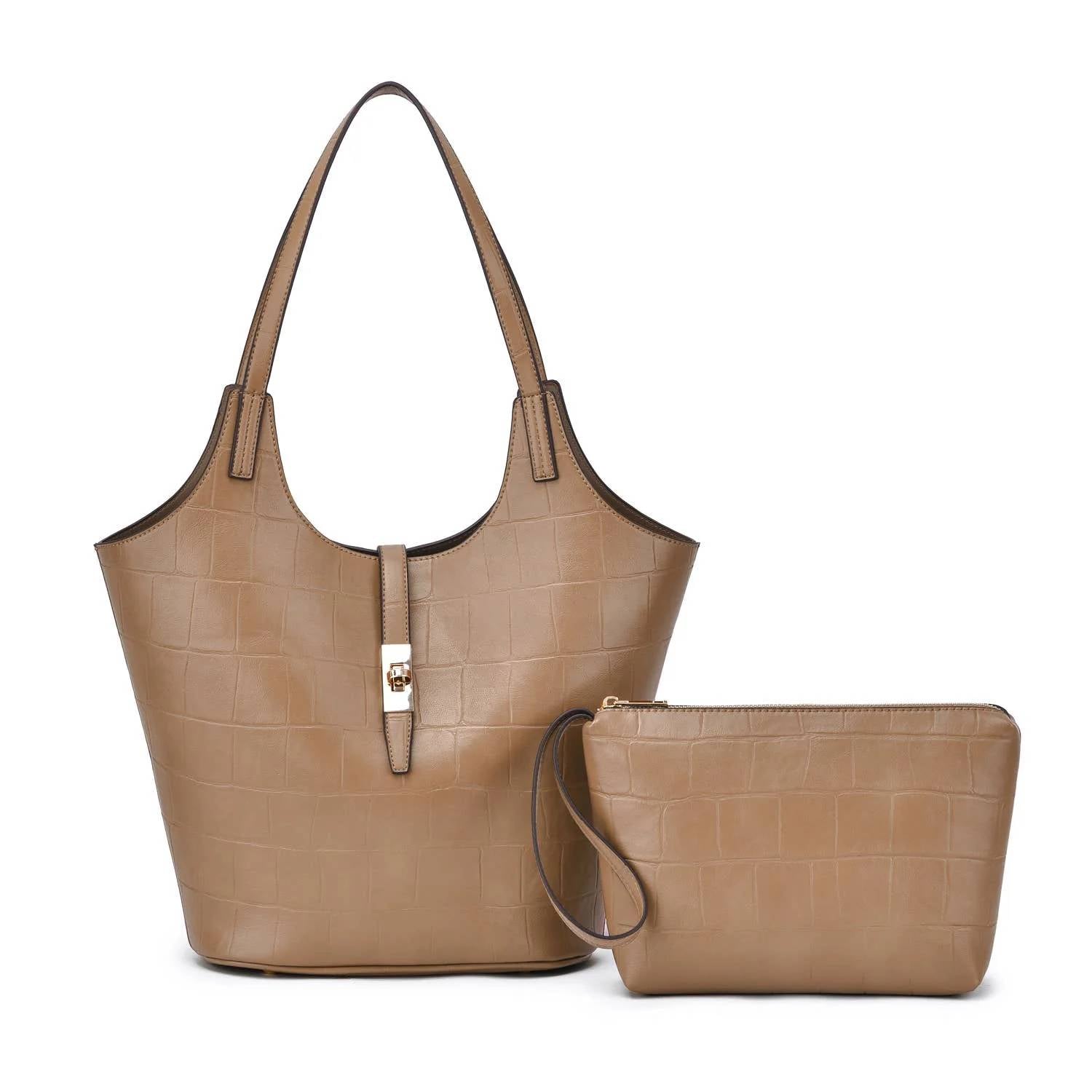 Mellow World - Women's Clio 2-in-1 Croc Embossed Tote Bag