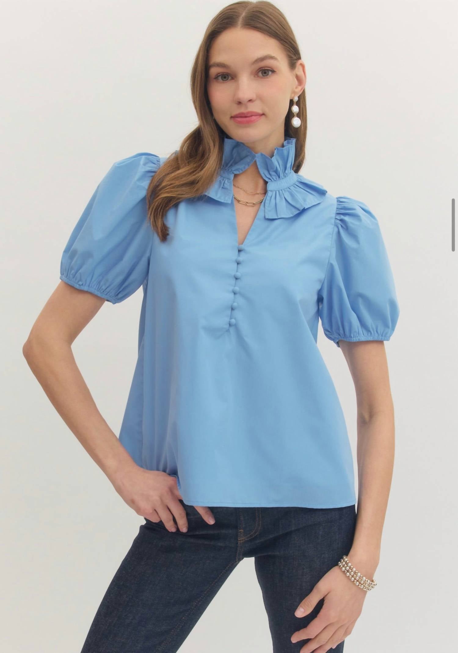 Entro - Ruffled Neck Top