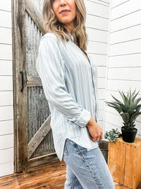 DEAR JOHN DENIM Lolita Button Down Top in straight blue - women's shirt - alternate view