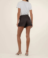 KUT FROM THE KLOTH Carlie Wrap Skort in chocolate - women's shorts - alternate view