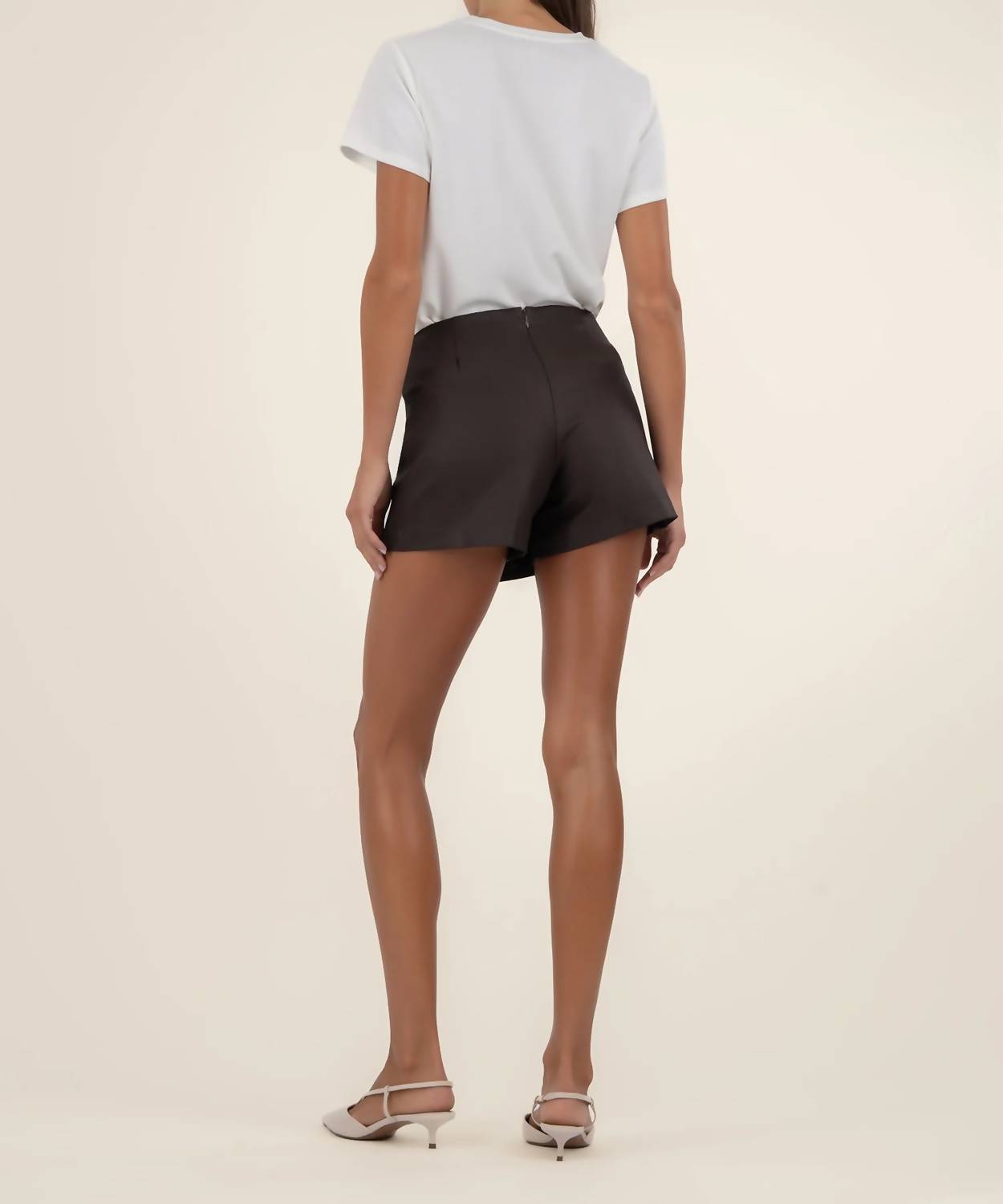 KUT FROM THE KLOTH Carlie Wrap Skort in chocolate - women's shorts - alternate view