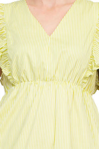 Nanette Lepore - Stripe Cotton Ruffle Dress