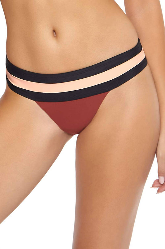 Papaya Banded Colorblock Low Rise Full Cut Bikini Bottoms