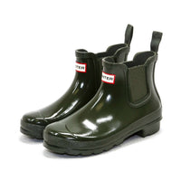 HUNTER Women's Original Gloss Chelsea Boots in dark olive - women's shoe