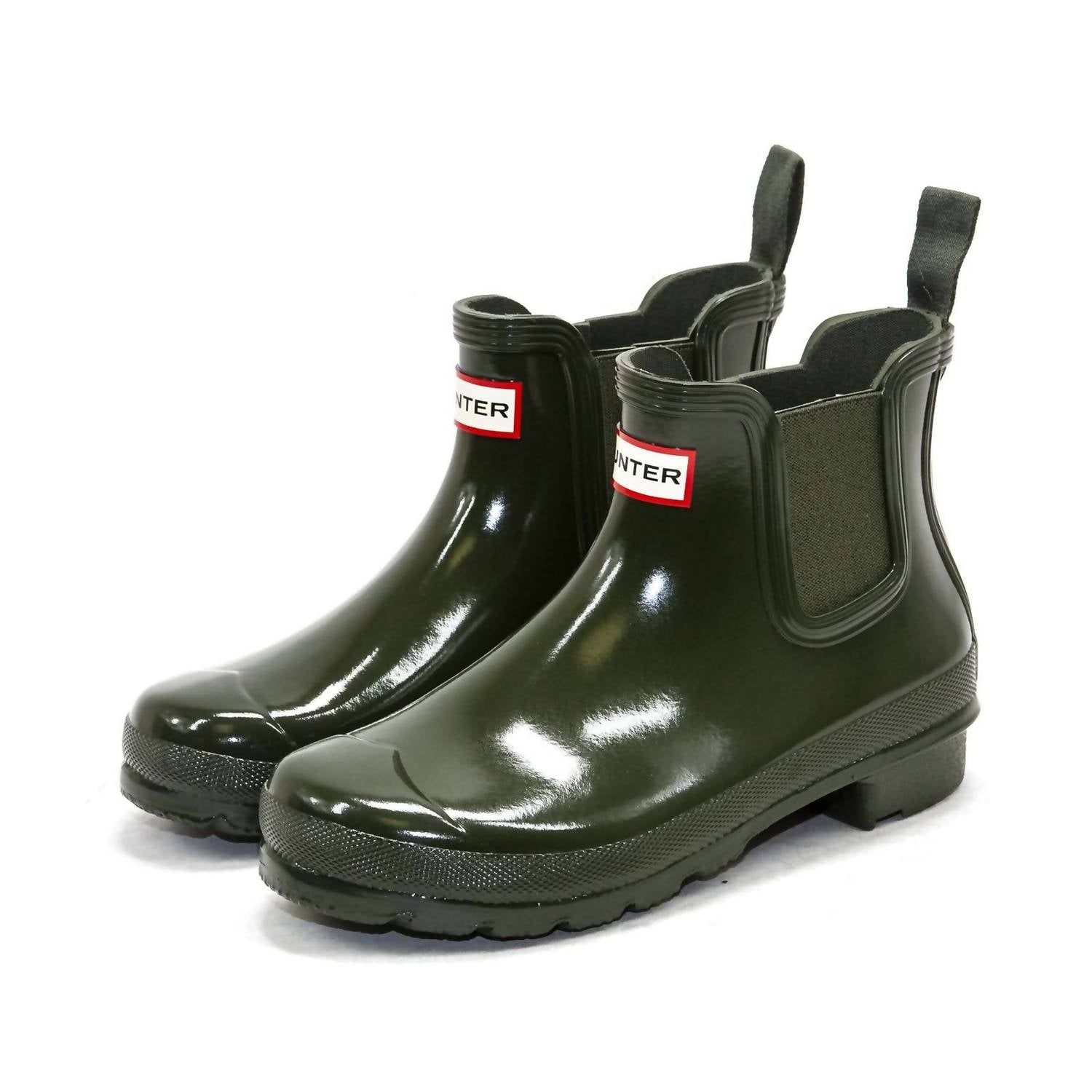 HUNTER Women's Original Gloss Chelsea Boots in dark olive - women's shoe