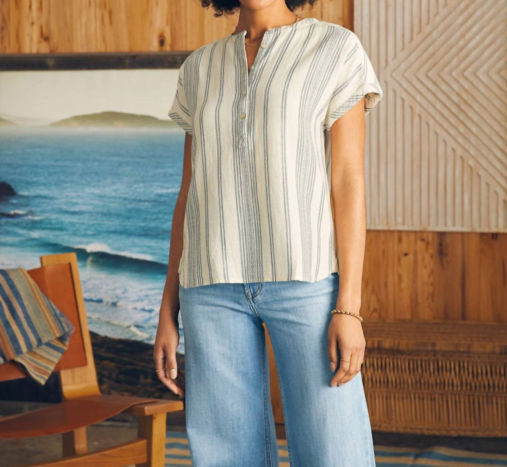 Faherty - Dream Cotton Gauze Desmond Top