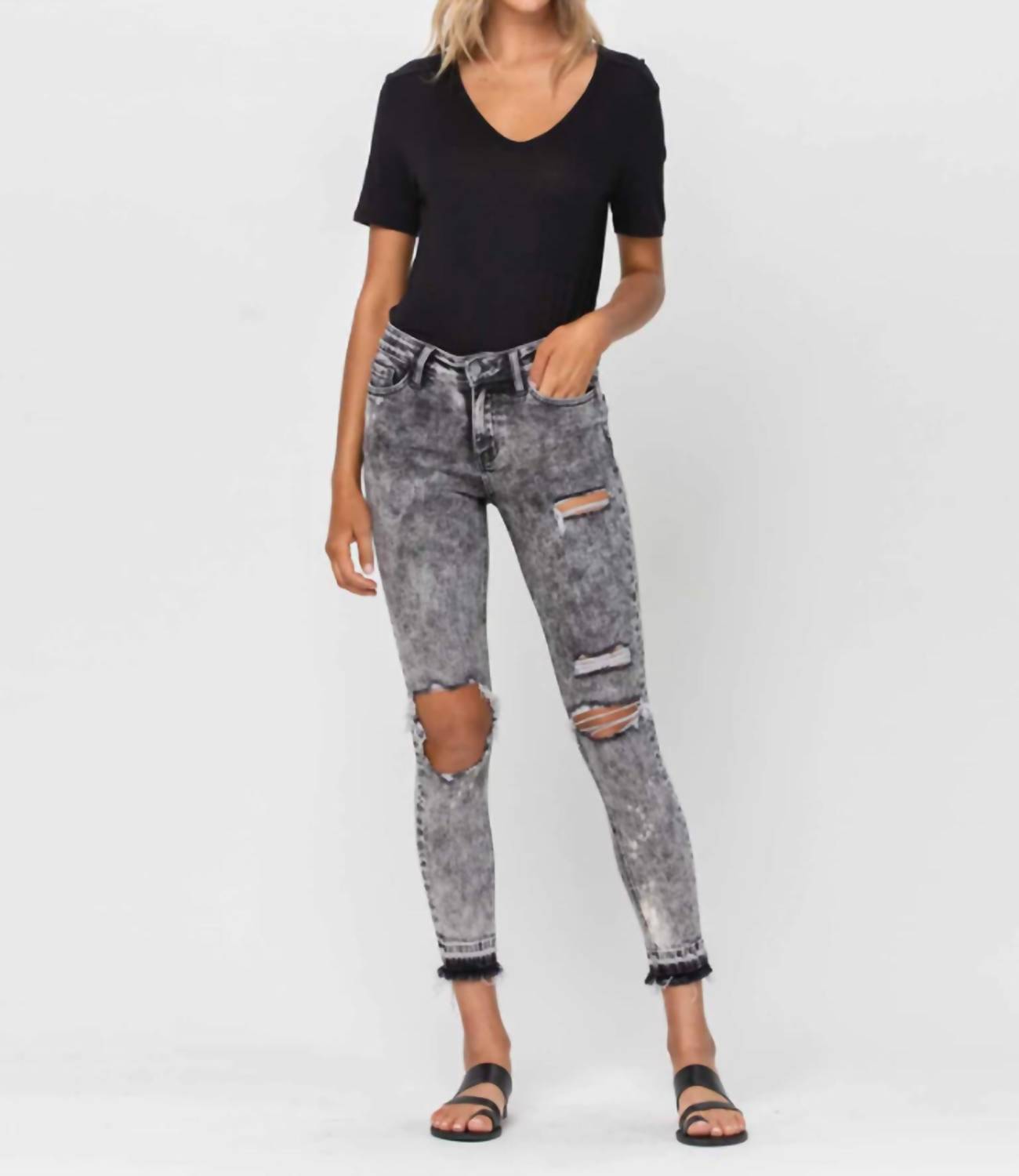 VERVET BY FLYING MONKEY Mornin' Light Cropped Skinny Jeans in acid wash - women's jeans
