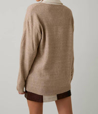 Sunday Edition Layered Pull Over Sweater Top in beige - women's sweater - view 5