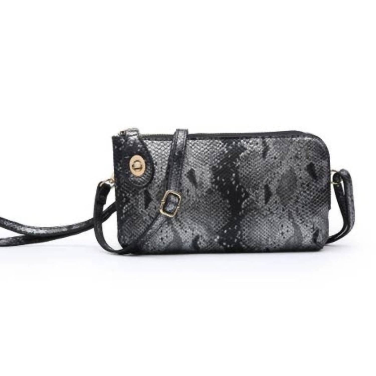Jen & Co. - Python Print Twist Lock Clutch Crossbody Wristlet