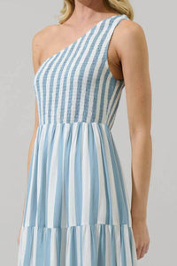Sugar + Lips - Emerly Stripe One Shoulder Dress
