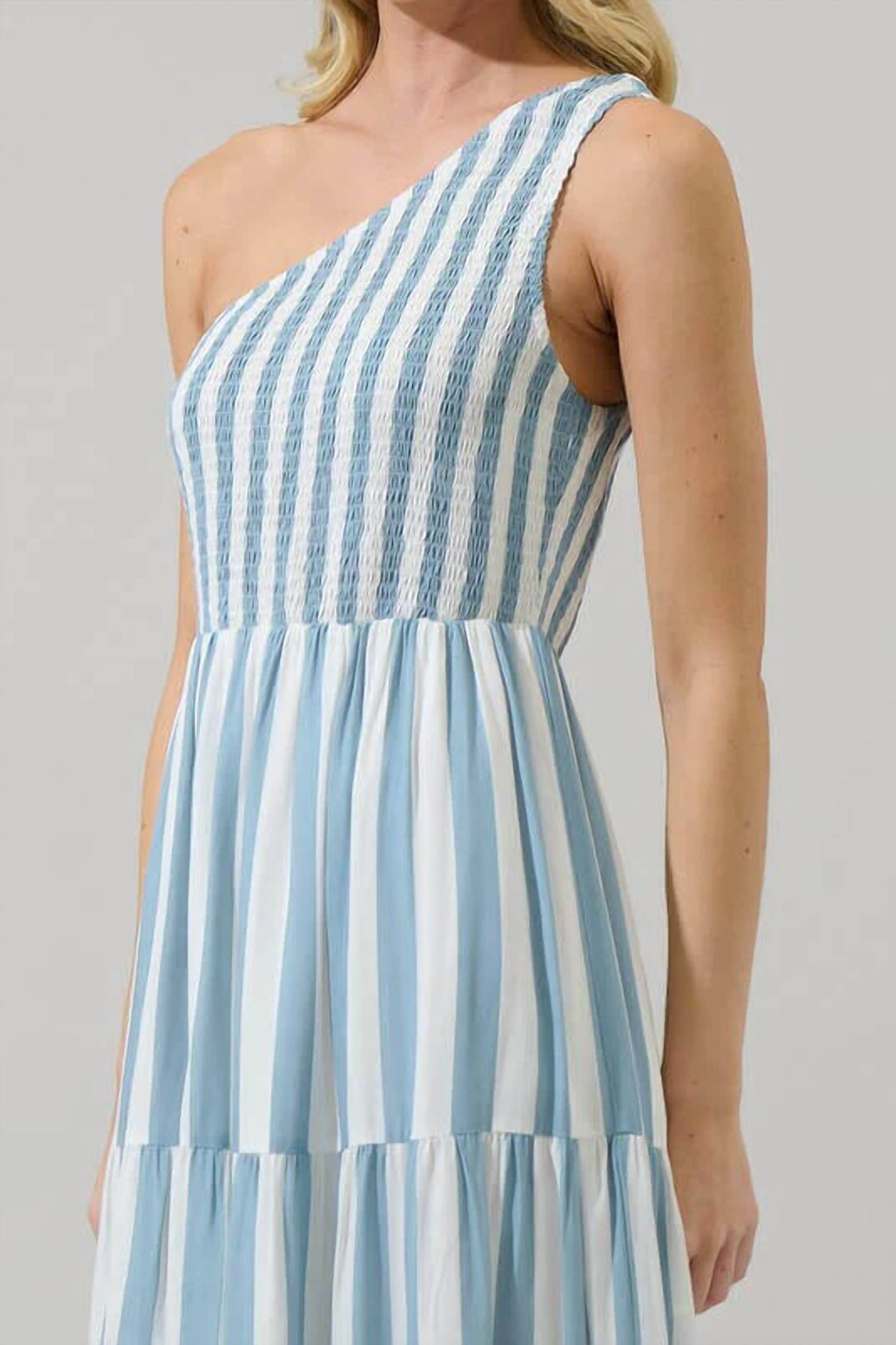 Sugar + Lips - Emerly Stripe One Shoulder Dress