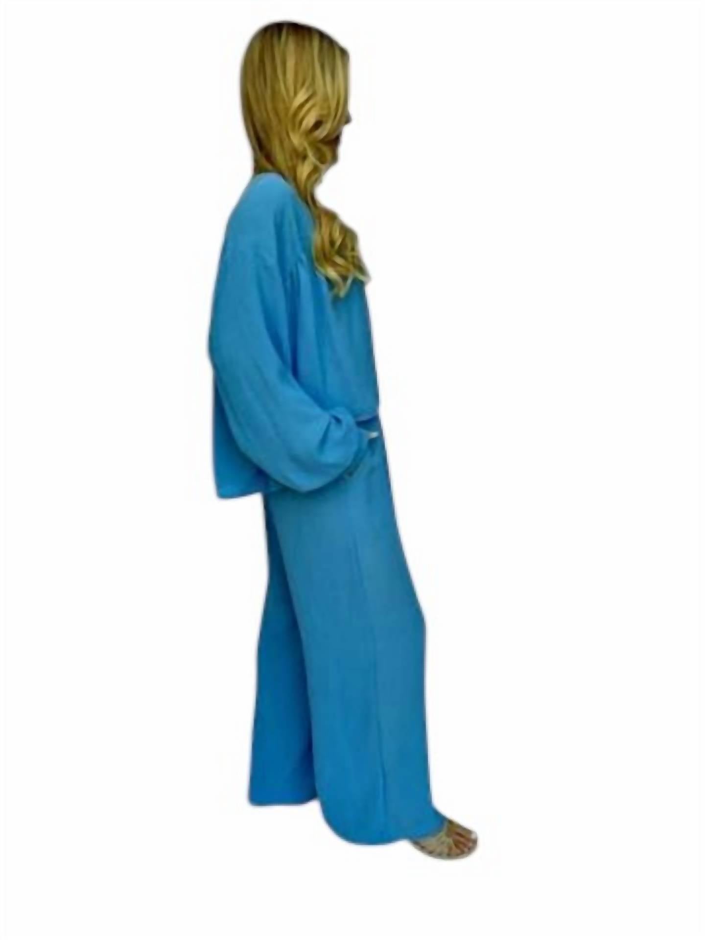 Carole'S Collections - Twill Pant Set Tie Front