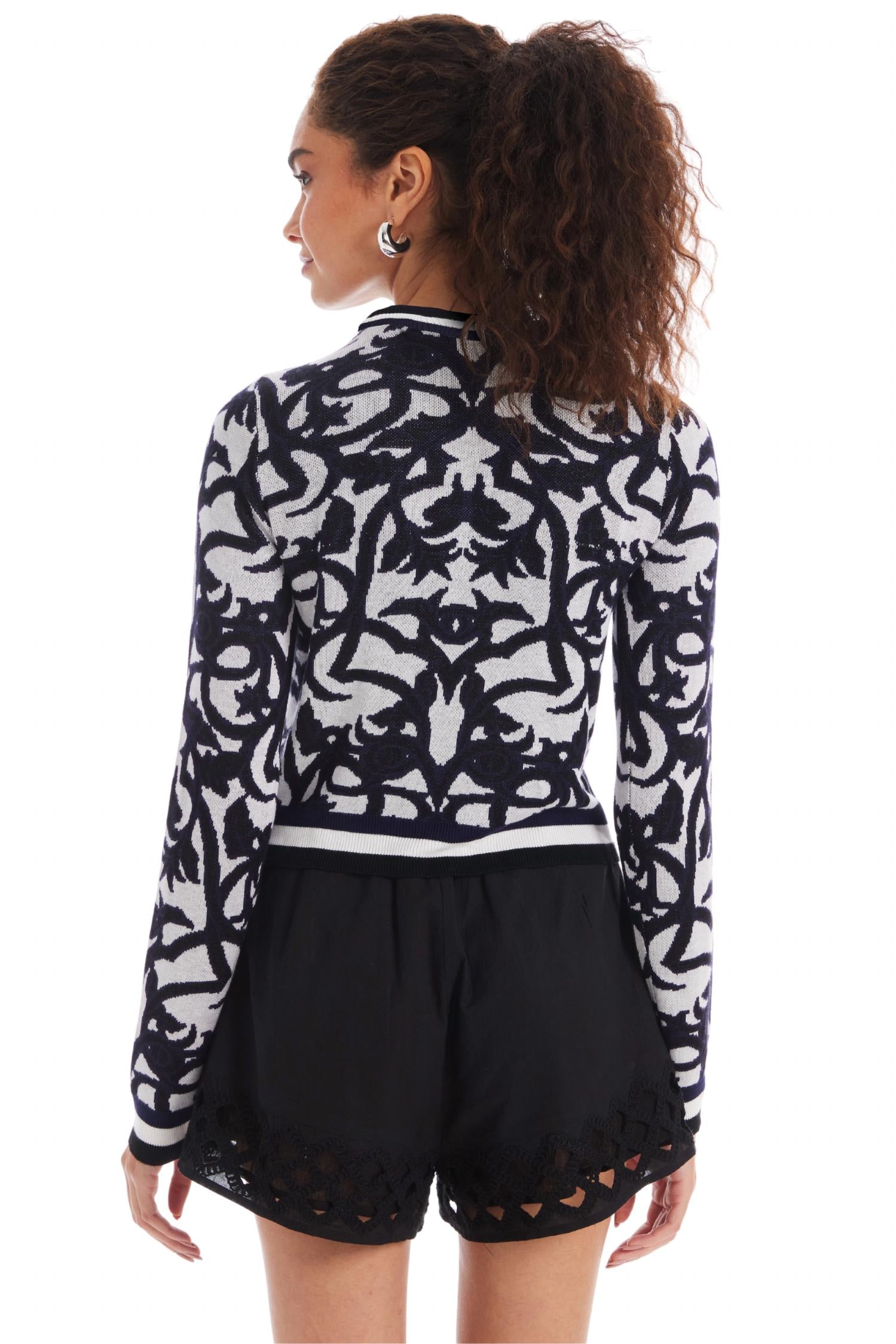 ALLISON NEW YORK Amaya Cardigan in damask - women's cardigan - detail view