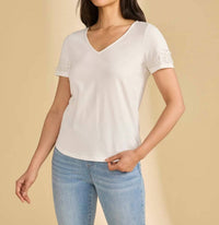 Fdj - Pearl Embellished V-neck Top