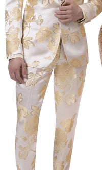 Kent & Park 2 Piece Fashion Slim Fit Suit With Bowtie in ivory gold - men's jacket - alternate view