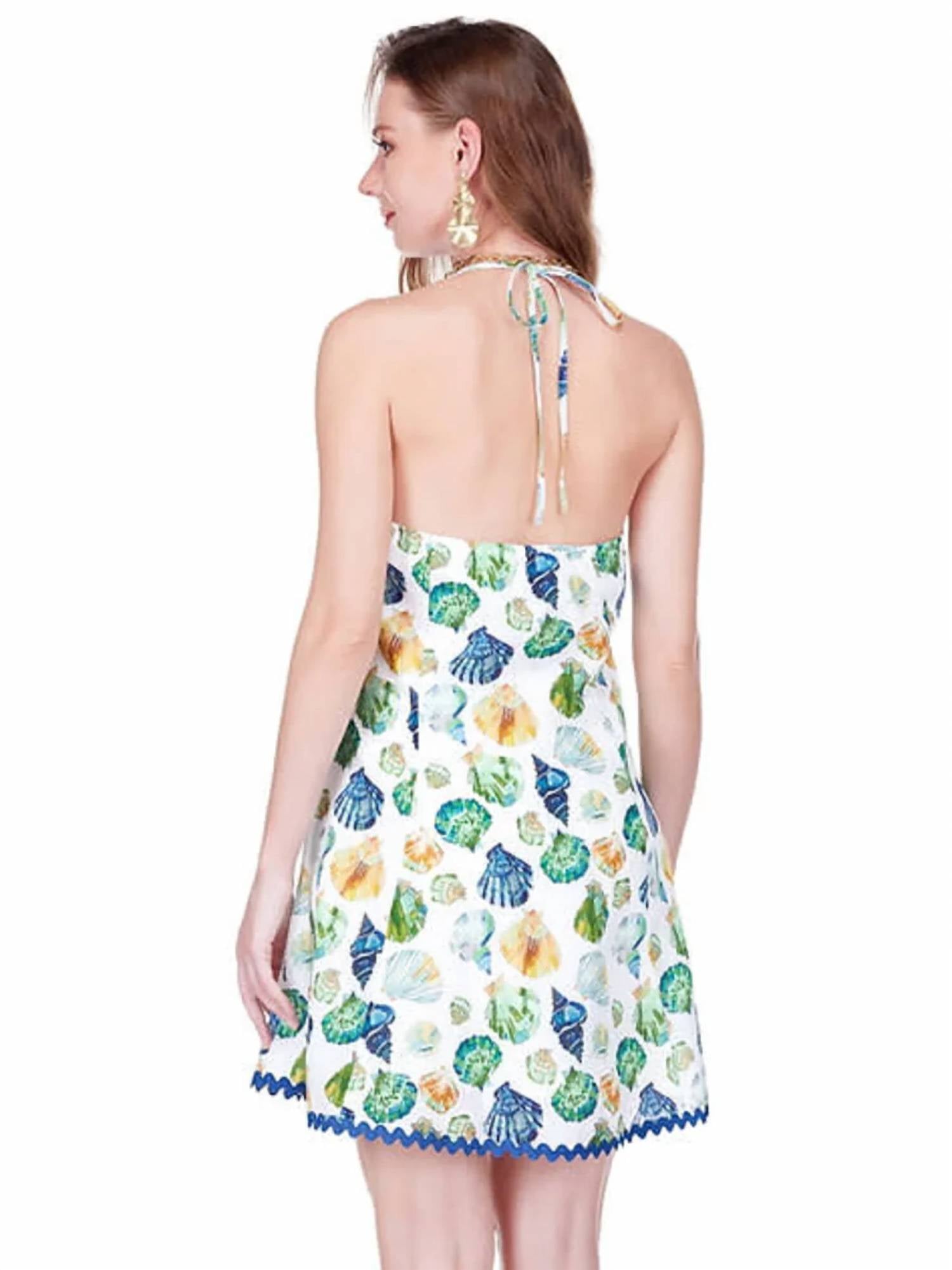 Joy Joy - Shellscape Halter Trim Dress