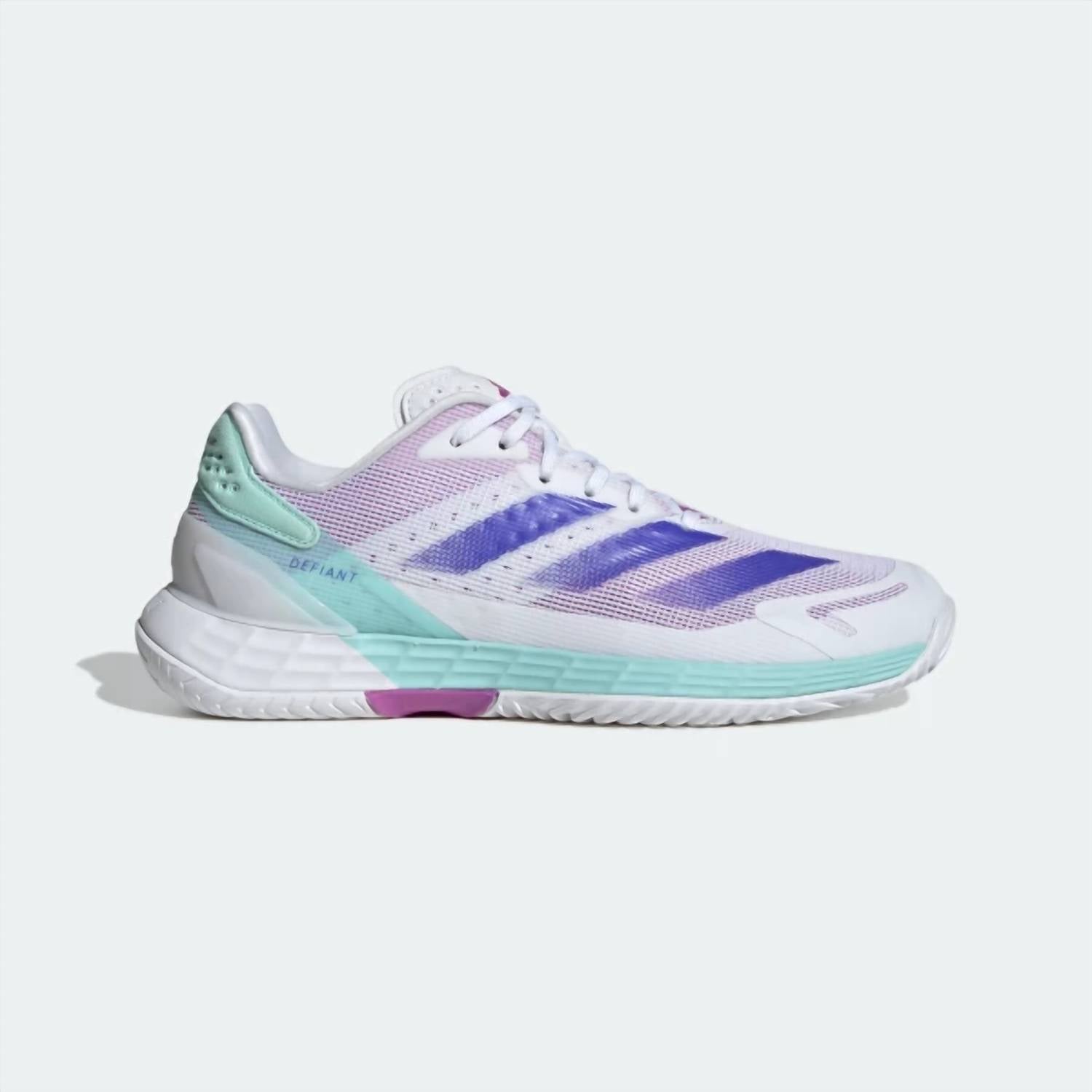 adidas Women's Defiant Speed 2 Tennis Sneakers in cloud white cobalt blue semi flash aqua - women's shoe