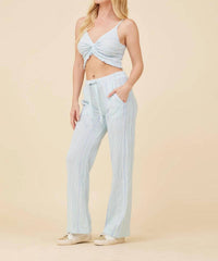 Vintage Havana - Striped Textured Flare Pants